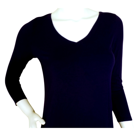 Eileen Fisher XS Navy Blue Jersey Knit Minimalist Dress - Picture 2 of 4